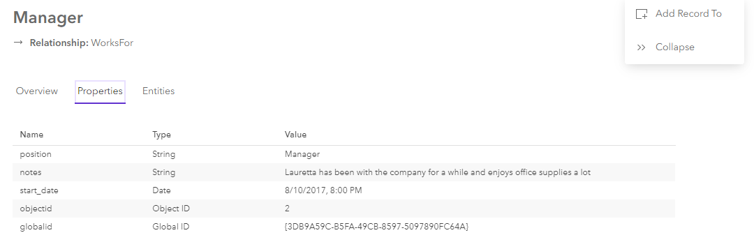 the properties for a selected relationhship in the knowledge graph view the properties for a selected relationhship in the knowledge graph view