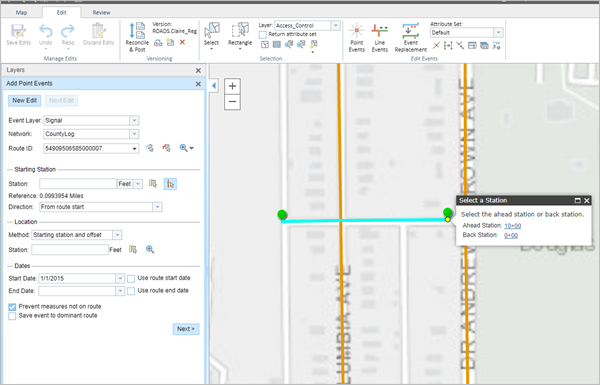 Adding point events using station offsets Adding point events using station offsets